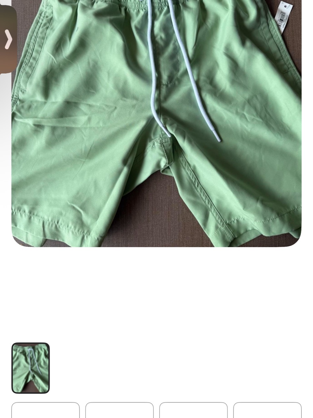Amazon Men's Light Green Swim Trunks with White Drawstring